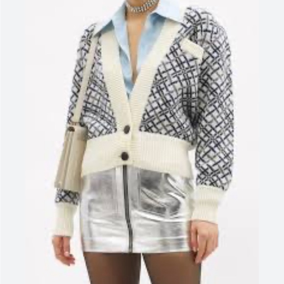 Saint Laurent Diamond Jacquard wool cardigan - Picture 2 of 13